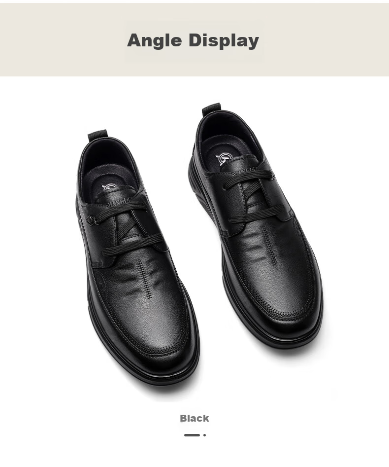 Qiangren Breathable Simple Business Leather Shoes, Soft Upper And Sole, Commuter Work Shoes for Men, JDA3512009, Black, Size 38 13