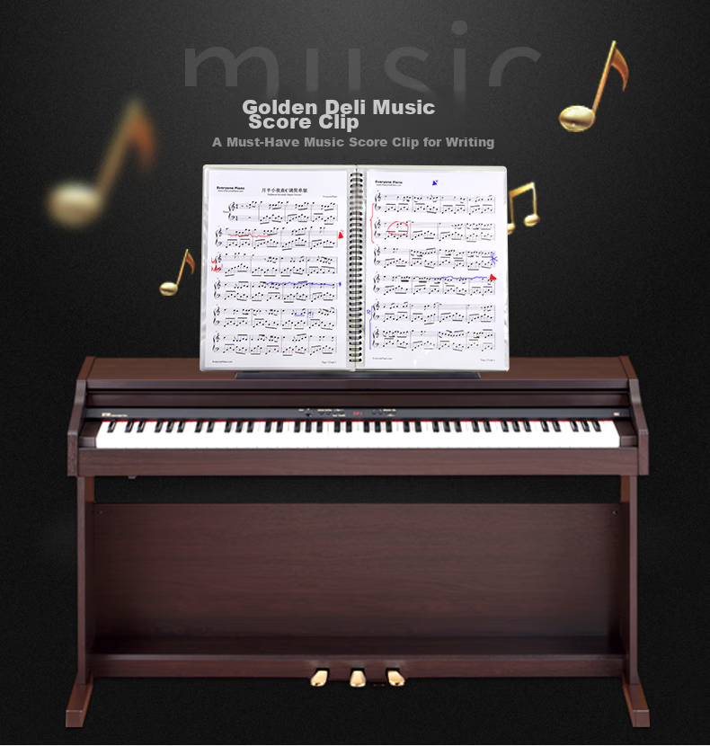 Jindeli Music Folder, Piano Sheet Music Folder, Editable Score Folder, A4 File Folder, Guitar Sheet Music Folder, Black, 1 Pack CF230 8