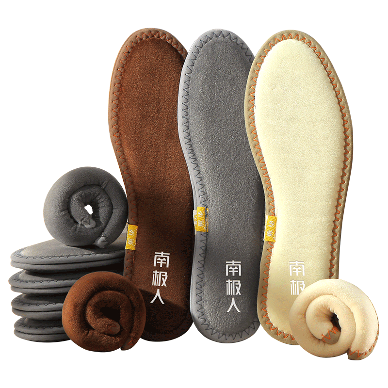 Nanjiren 3 Double Cotton Insoles for Men, Fleece-Lined, Sweat-Absorbing, Thickened, Warm Shoe Insoles, Warm Fleece Bamboo Charcoal Women's Winter Size 36