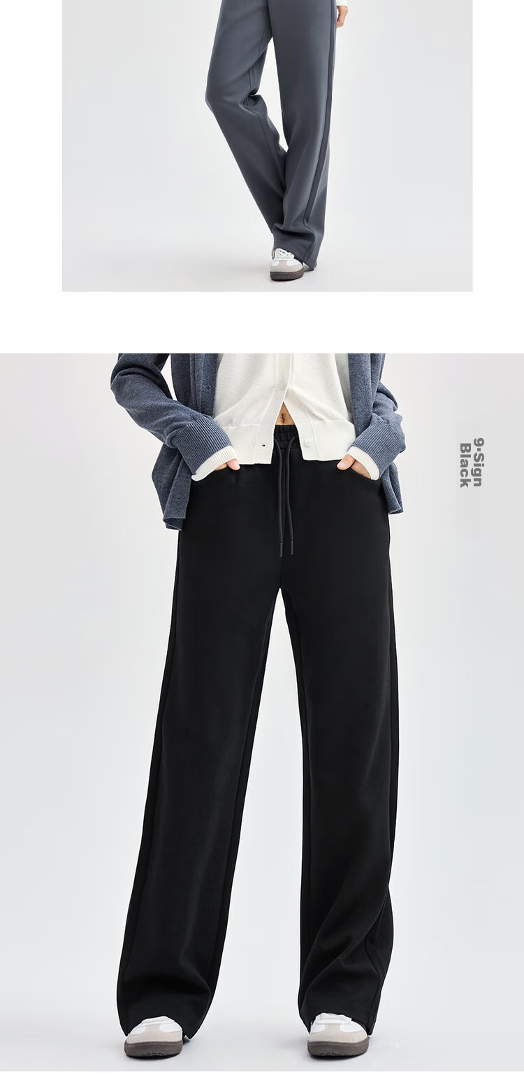 Giordano Women's Sweatpants, Flowy Glutinous Rice Pants with Straight Pockets, Elastic Waist Soft And Chewy Long Pants 05414854 11