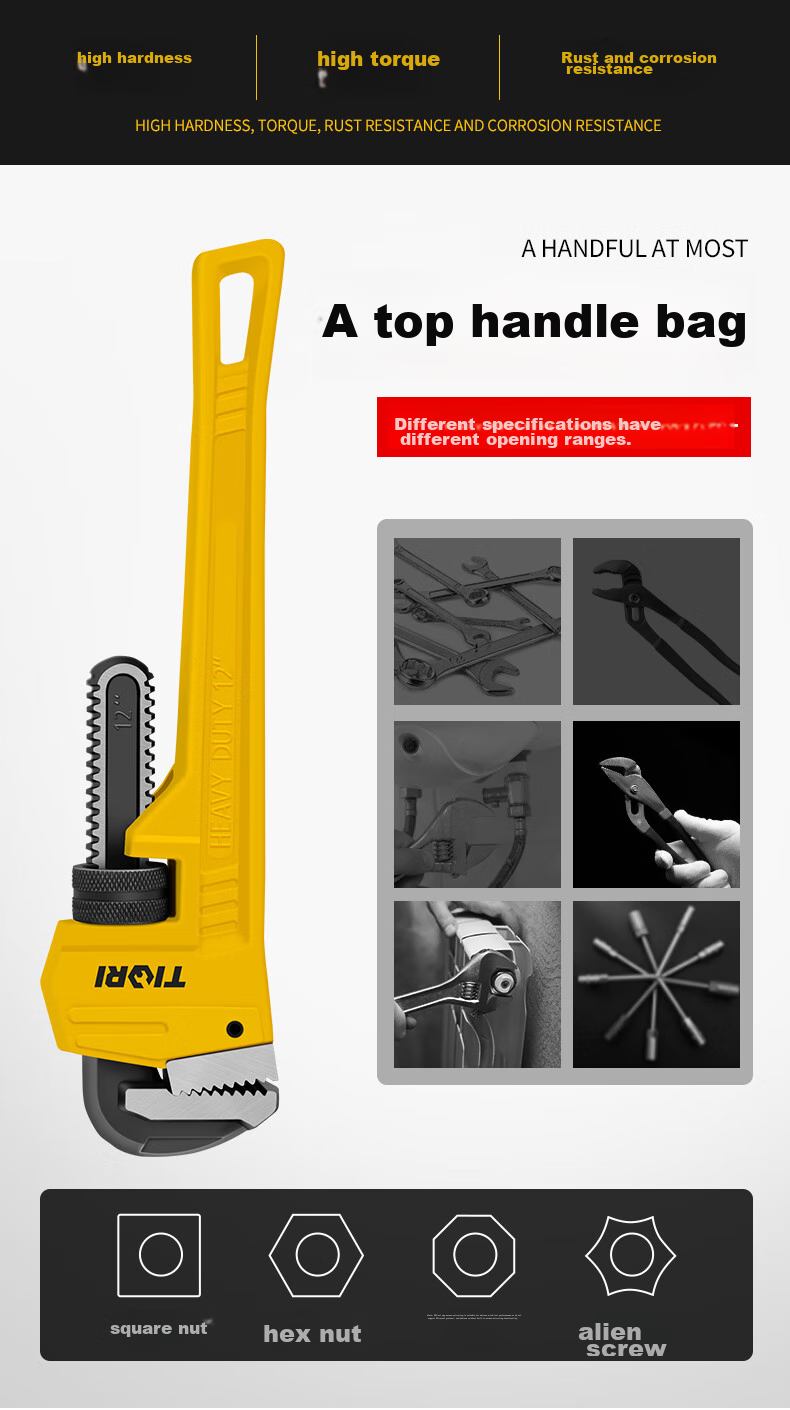Tianqirui Pipe Wrench, Multi-Purpose Pliers, Industrial-Grade Universal Hose Wrench, Water Pipe Wrench, Heavy-Duty 8-Inch Household Pliers 3