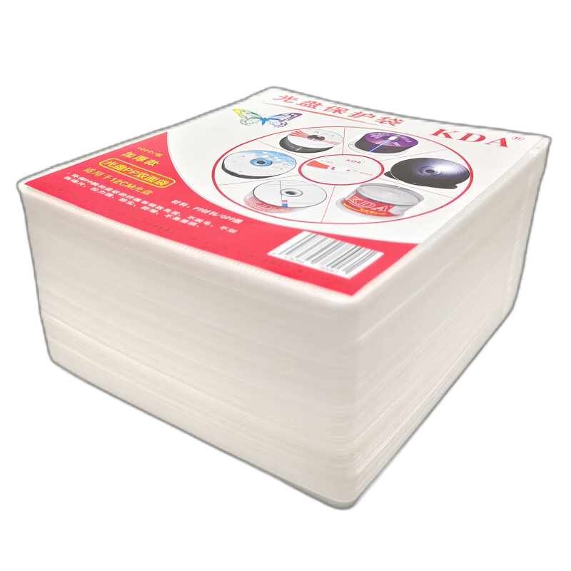 KDA Thickened White Glossy Disc Case, Universal for 12CM CDs/DVDs, Disc Storage Bag, Disc Protector, 100 Pieces/pack, Customizable Discs Available