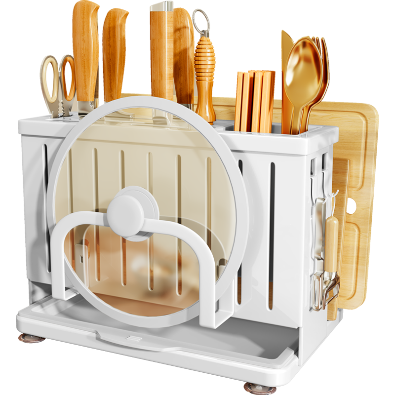 Shuaishi Kitchen Knife Holder, Utensil Storage Rack, Pot And Chopstick Cage Cover, Multi-Functional Chopping Board Organizer for Chef's Knives