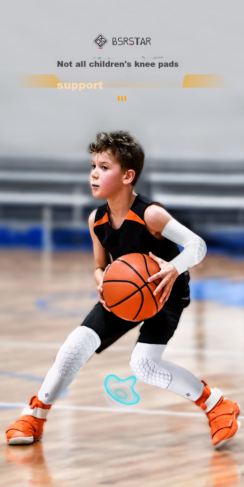 Bestray Children's Knee Pads, Basketball Anti-Fall, for Ages 6-12, Sports-Specific Cycling Set, Soccer Thin Anti-Collision Professional Protective Gear, Summer 2