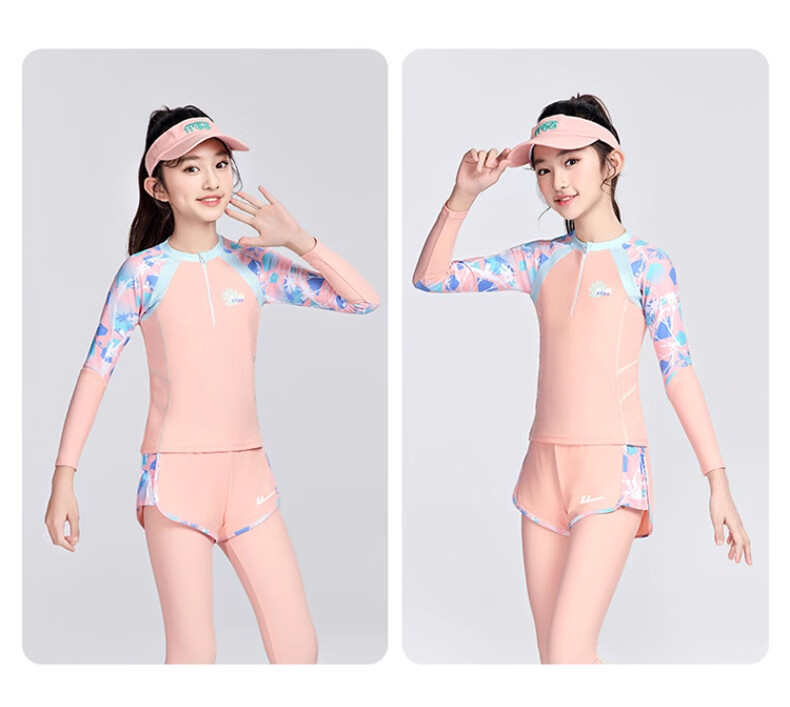 Huili Children's Swimsuit, Girls' Long-Sleeve Swimwear, for Older Kids And Girls, Two-Piece Swimming Costume 35342H1M, Purple, Size 135 9