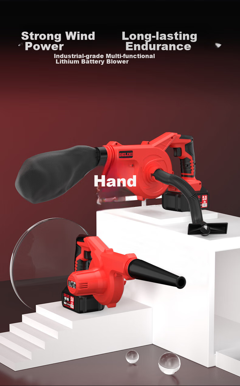 DELIXI Lithium Battery Blower, Compact Household Dust Blower, High-Power Rechargeable Industrial Blower, Wireless Dust Remover 8
