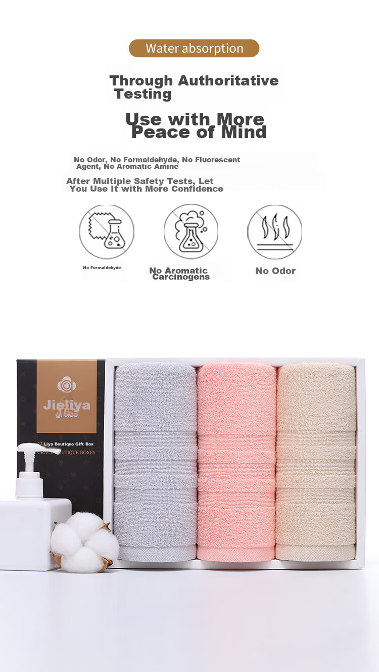 Grace Towel Gift Set, Antibacterial Xinjiang Long-Staple Cotton Face Towels 3-Pack, Sports Face Towels for Men And Women, Red + Gray + Camel 10