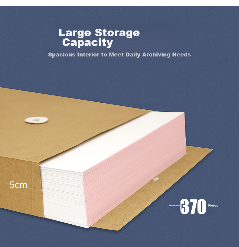 SIMAA 20 Pieces Red Text Pure Pulp A4 Kraft Paper File Folders 180g Side Width 5cm Bid Document Filing Envelopes 6849 6