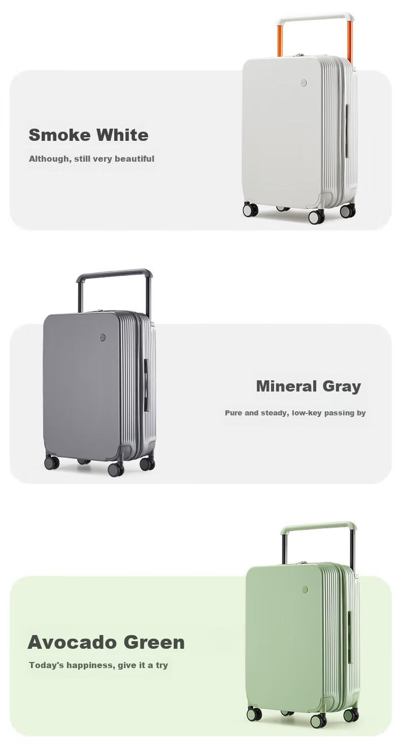 Mixi Stylish Wide Handle Suitcase, 24-Inch Large Capacity Luggage, Travel Case with Password Lock, for Women And Men, Mineral Gray 18