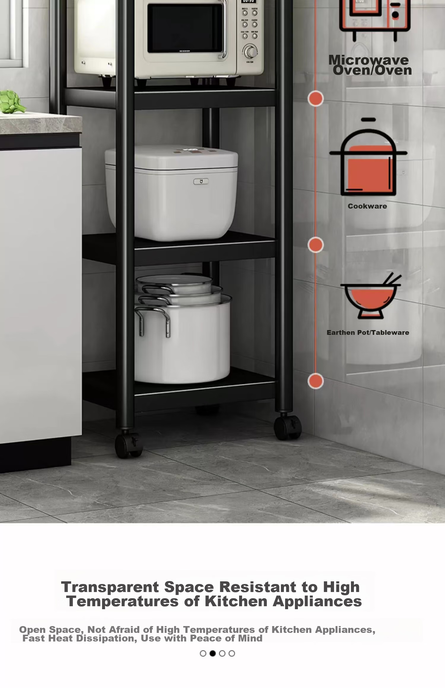 UOEN Kitchen Gap Storage Rack, Floor-Standing Multi-Layer Narrow Gap Organizer for Home Use, Multi-Functional Storage Shelf for Cookware And Microwave Ove 5