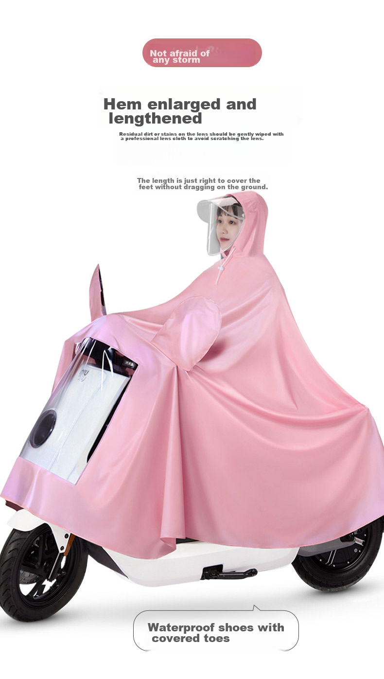 BWNK Electric Motorcycle Raincoat Single Female with Reflective Mirror Cover 4XL Snowflake White 2