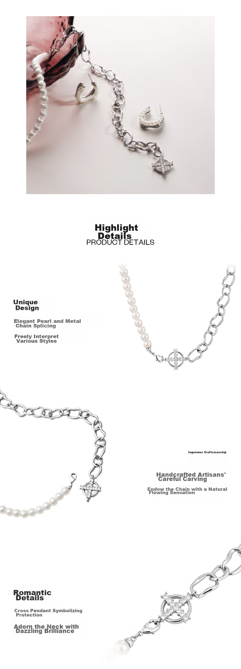 Arsis Flowing Light Spliced Necklace for Women, Original Design with Beaded Pearls, Fashionable Collarbone Chain, Gift for Girlfriend on Birthday 3