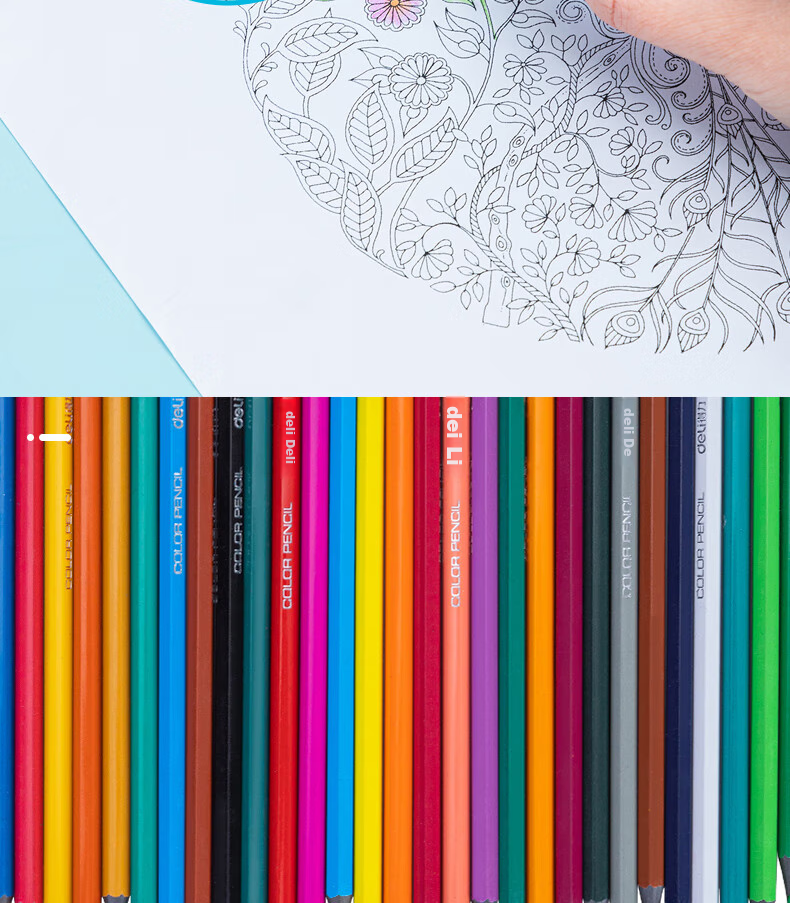 Deli Colored Pencils, 48 Colors, Erasable, Eco-Friendly, Non-Wood, Children's Drawing, Coloring Pencils for Sketchbooks, Fill-In Pens with Eraser Tip, Birthday And Graduation Supplies 10
