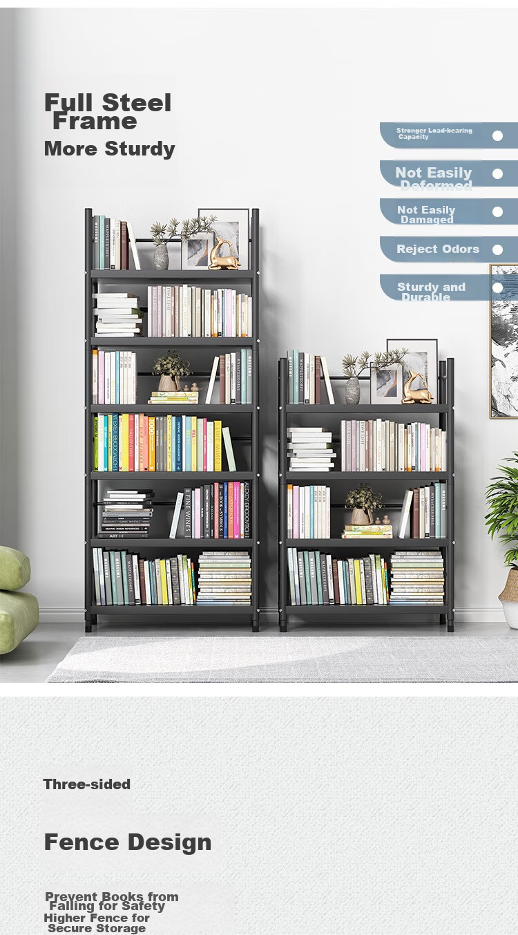 Anerya Steel Bookshelf, Floor-Standing, 176cm, Multi-Tier Simple Bookcase, Storage Rack, Display Shelf, Storage Organizer, 6 Layers, 62cm 3