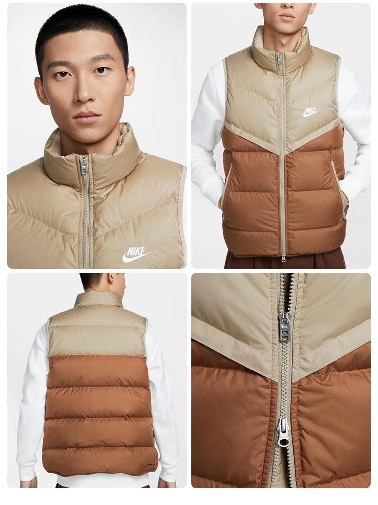 NIKE Men's Winter Stand-Collar down Vest, Sports Cold-Proof Jacket, WR Series FB8184-248 Khaki M 2