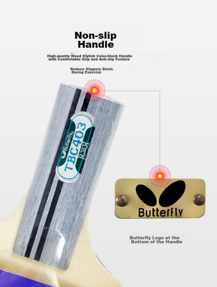 BUTTERFLY Four-Star Table Tennis Racket, Straight Handle, Reverse Rubber And Positive Rubber Combination, Single Racket 403, Includes Racket Case 8