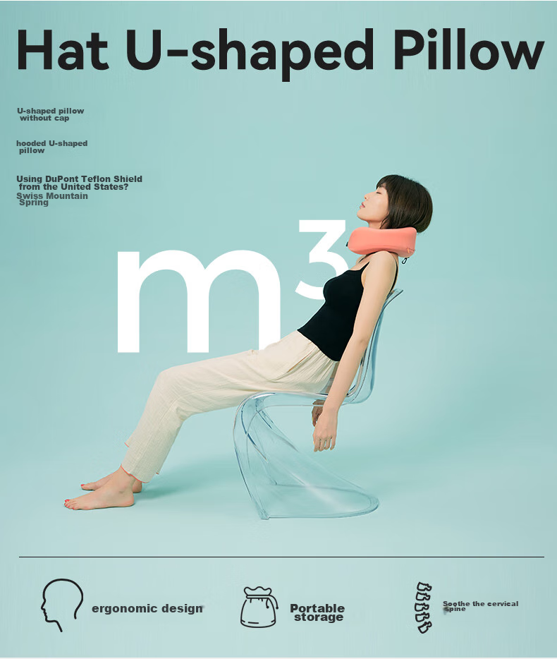 Jueqingsong U-Shaped Pillow, Airplane Neck Pillow, Travel Pillow, Memory Foam Snail Portable Hat Neck Pillow, Space Gray 2