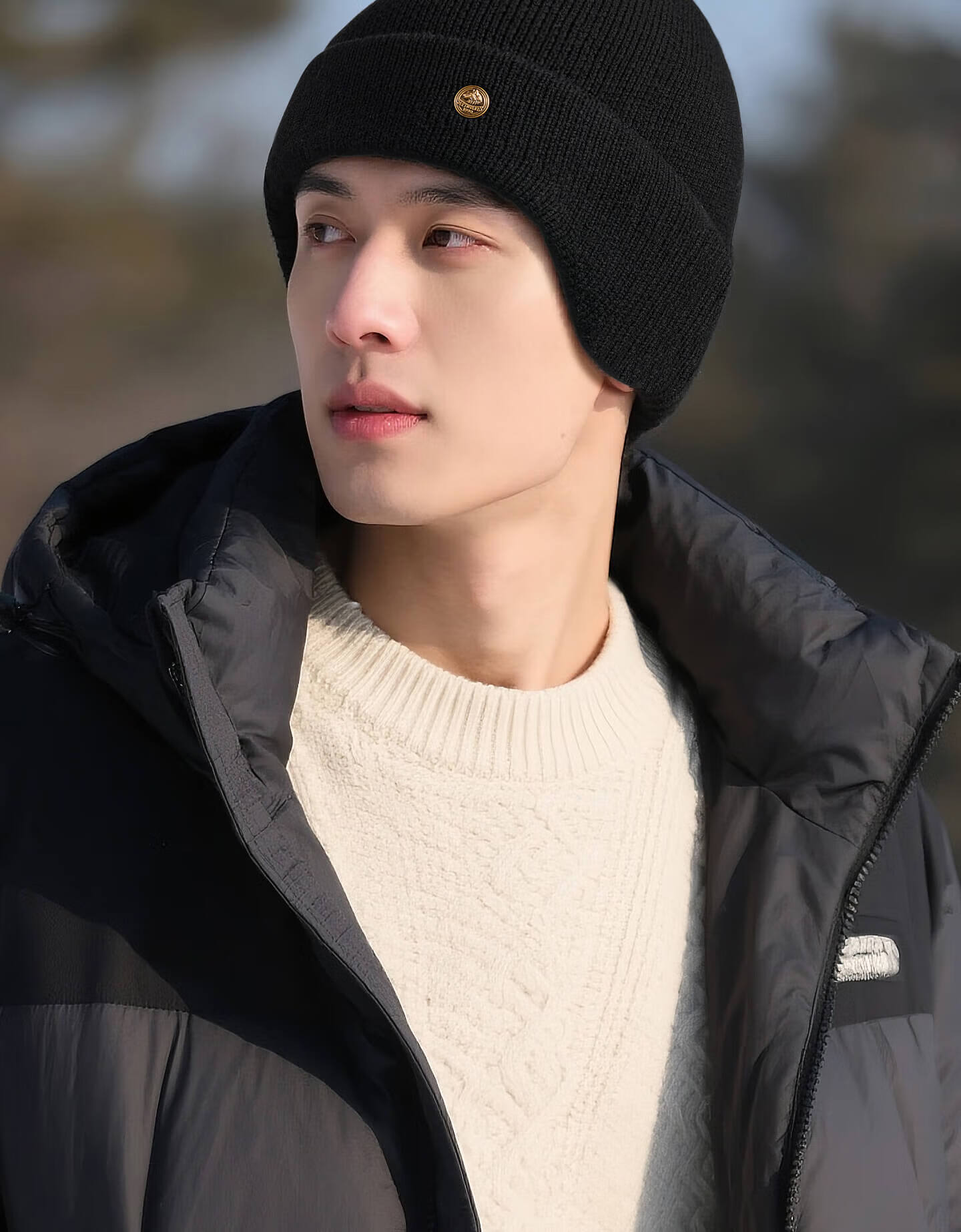 SEPTWOLVES Winter Men's Wool Knit Hat with Ear Protection, Warm Cycling Beanie, Gift for Dad's Birthday 3