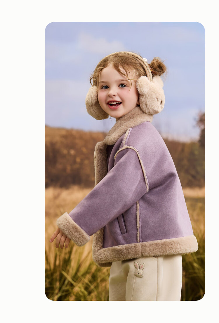 ASK JUNIOR Kids' Coat 2025 Autumn Toddler Horn Button Plush Coat Girls' Lapel Sweet Cute New Year Top 7
