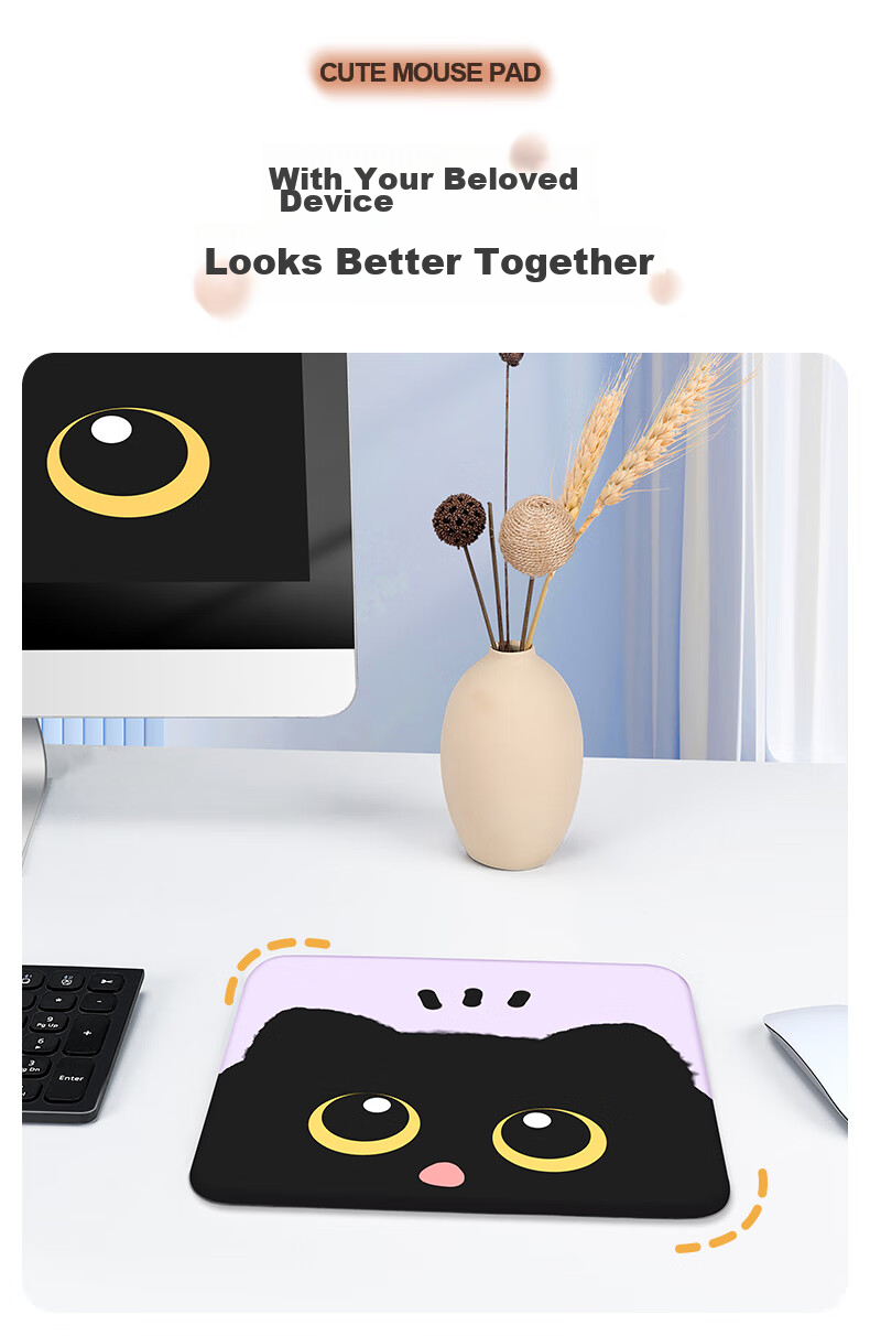 BUBM Mouse Pad Small Size Thick Cartoon Cute Office Desk Mat Non-Slip Durable Mouse Pad Notebook Computer Home Portable Patterned Soft Pad Xing Zhi Kabi 6