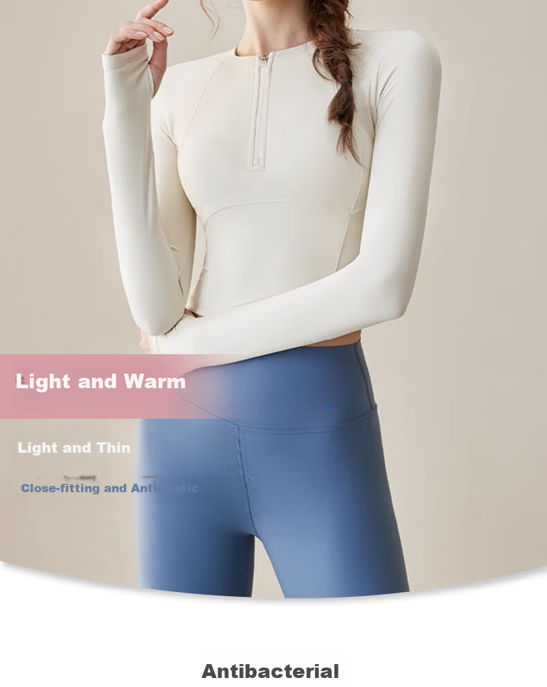 XUEXIMAN Yoga Top Jacket Women with Chest Pad Half Zipper Autumn Winter Slim Fit Long Sleeve Workout Pilates Fitness Apparel 7