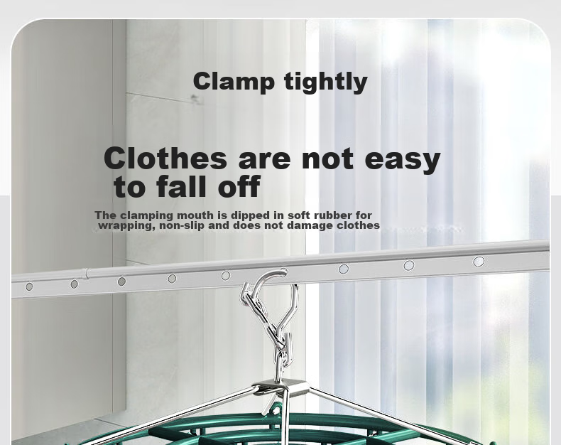 MENGTING Stainless Steel Sock Hanger, Multi-Clip Clothes Drying Rack for Home Use, Windproof Underwear Hanger, Blue, 24 Clips 6