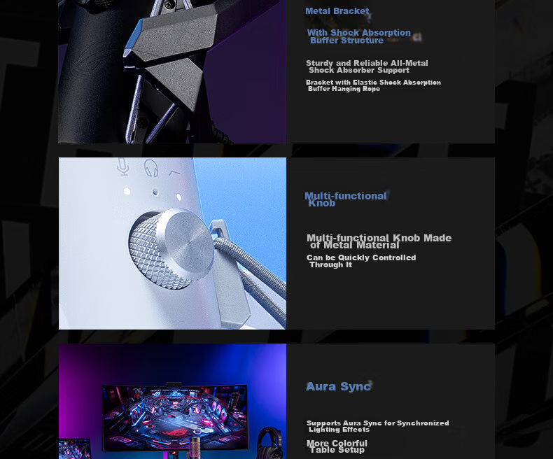 ROG Kaniexi Professional Microphone, Desktop Microphone for Live Streaming, Singing-Specific Microphone, Karaoke Essential, Professional Host High-Q Filter Noise Reduction RGB White 14