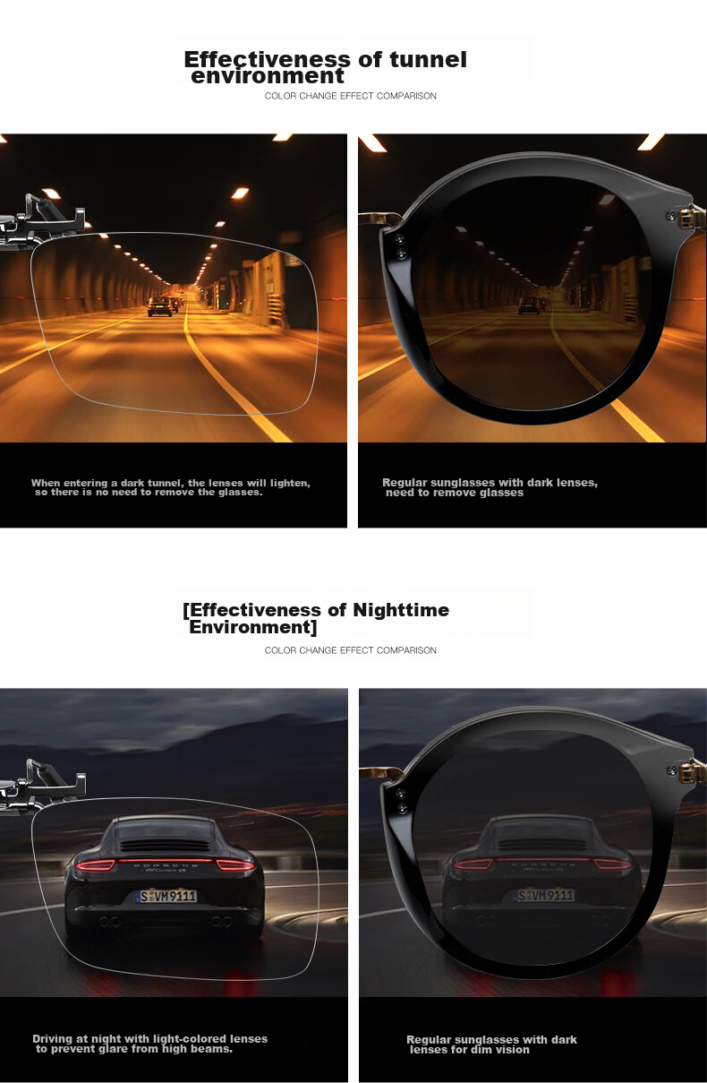 CAPONI Clip-On Sunglasses for Nearsightedness, Polarized, Specialized for Drivers, Fishing, Night Vision, And Sun Protectio 9