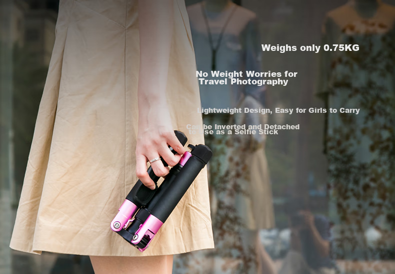 Fotopro FY-820 Smartphone Selfie Live Streaming Tripod, Camera Photography Tripod, Rose Gold 11