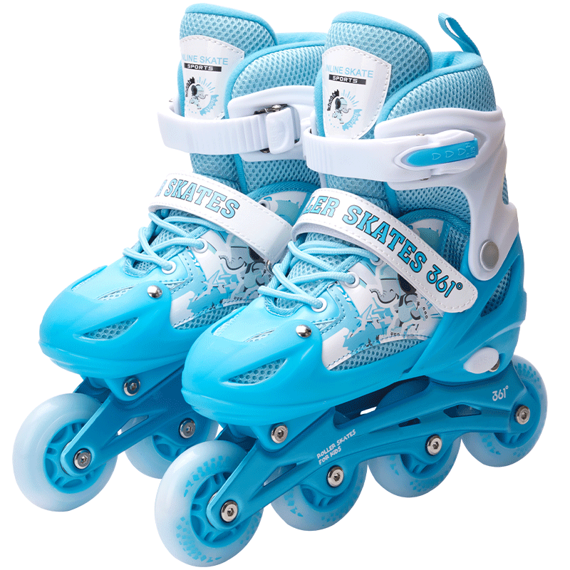 361° Children's Roller Skates for Beginners, Elementary And Middle School Boys And Girls, Inline Skates with Lights, Roller Skating Set, Blue M Size