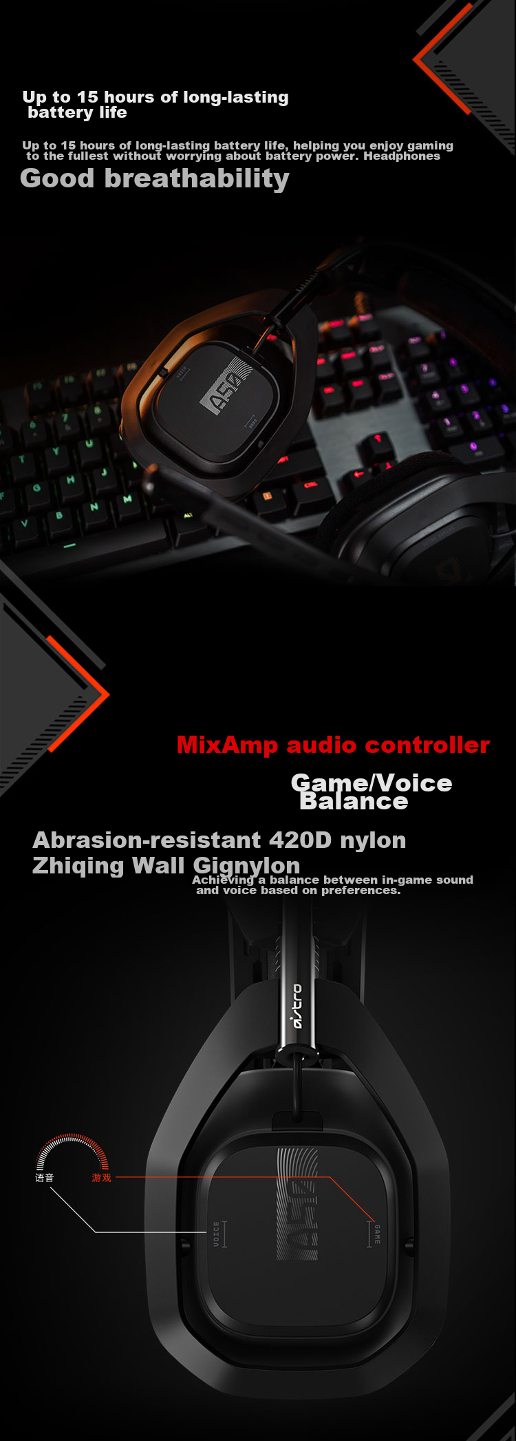 G Astro A50 (New) Wireless Over-Ear Gaming Headset 7.1 Surround Sound + Wireless Base Station (Black) - Operation Delta 5