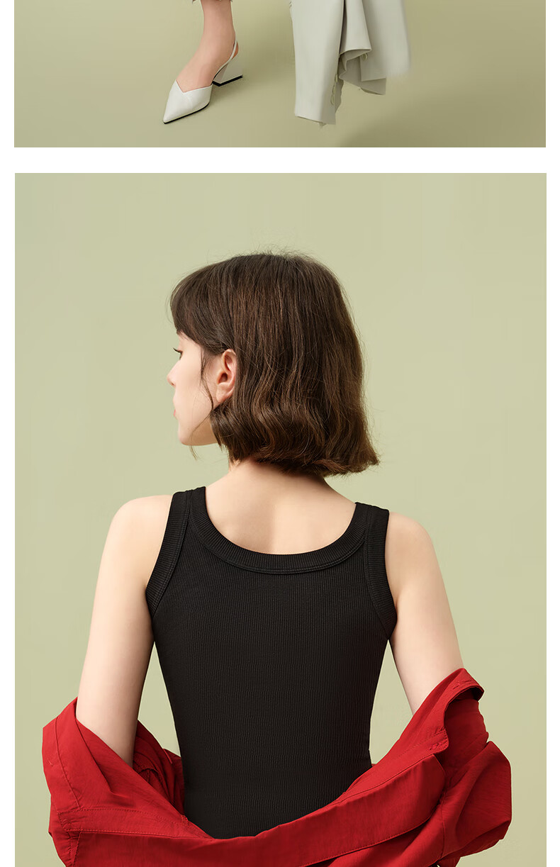 MONTAGUT Modal Cotton Camisole, Women's Suit Inner Wear, Slim Fit, Thin Underwear, Base Layer, White Sleeveless Top, Autumn Seaso 12