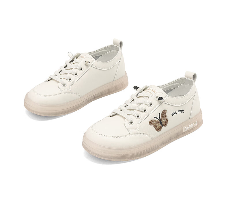 DAPHNE Women's Casual Shoes, Lightweight Soft-Soled Flats, Versatile White Sneakers, Women's Footwear 4024101060 Beige Gray 40 15