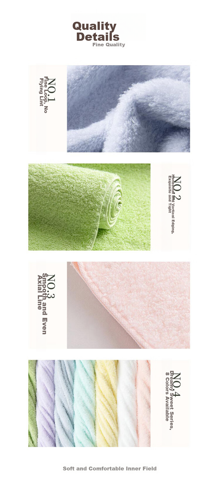 UCHINO Cotton Candy Square Towel, Unbleached Yarn, Pure Cotton Soft Absorbent Face Towel for Children, Blue And Green Color 11