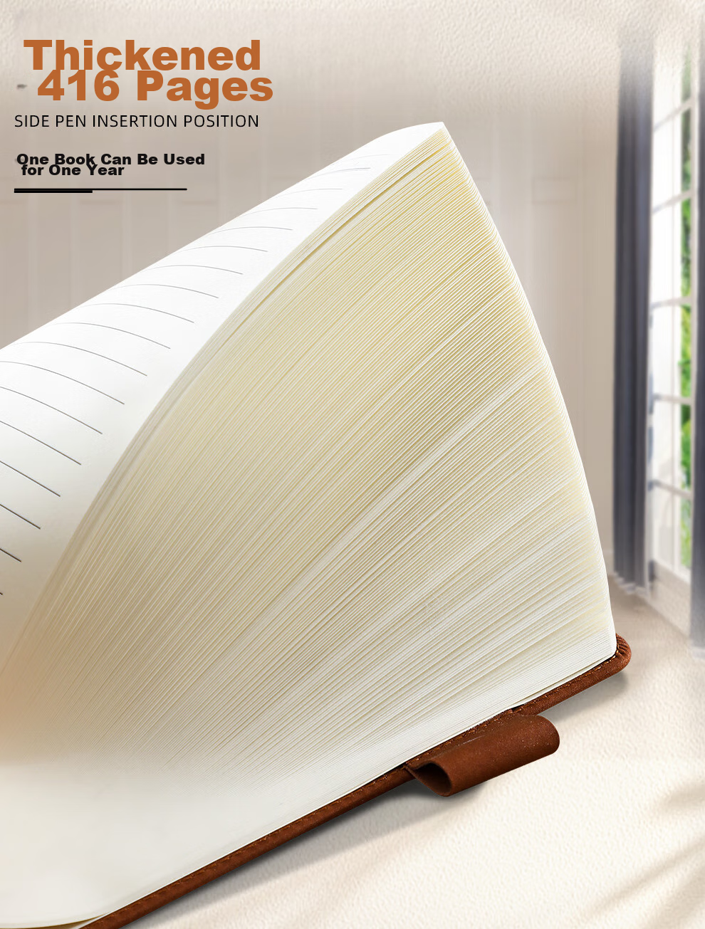 [Lowest Price Online] Longe Notebook, Extra Thick 416 Pages, Business Leather Notebook, Sheepskin Diary, High-Quality Notebook, Stationery, Office Meeting Record Book, Customizable Logo 6