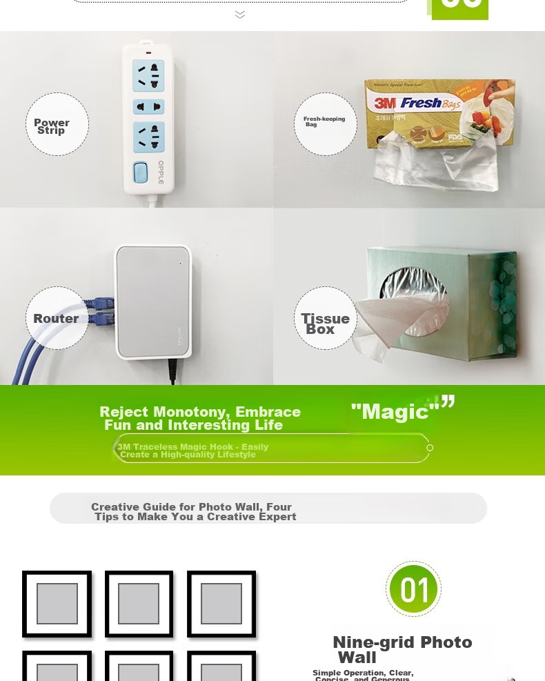 3M Invisible Magic Hook, Strong Adhesive Hooks for Wall Mounting And Photo Walls, Medium Size, 12 Pieces Per Set 7