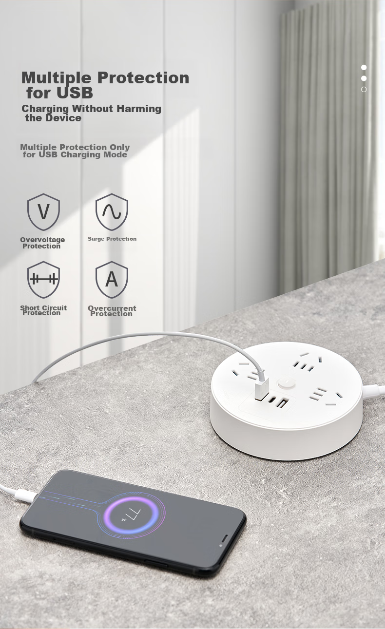 DELIXI Socket/power Strip/extension Cord/strip Board/power Bar, Round Socket with 4 Outlets And Master Switch, Total Length 3 Meters with Master Switch 5