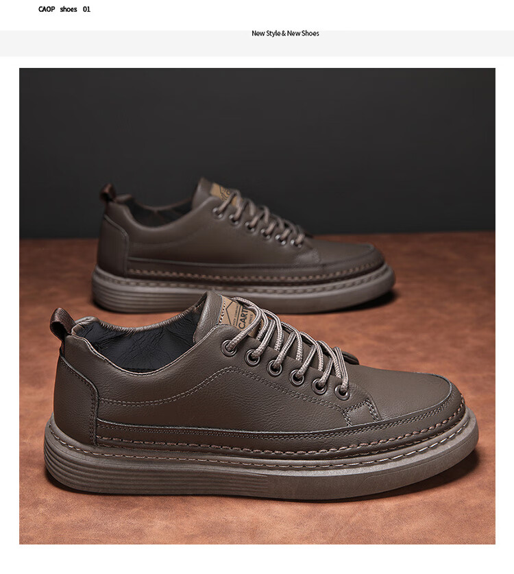 CARTELO Men's Shoes Autumn 2026 Fashion Casual British Style Leather Soft Sole Sneakers Black Brown 42 15
