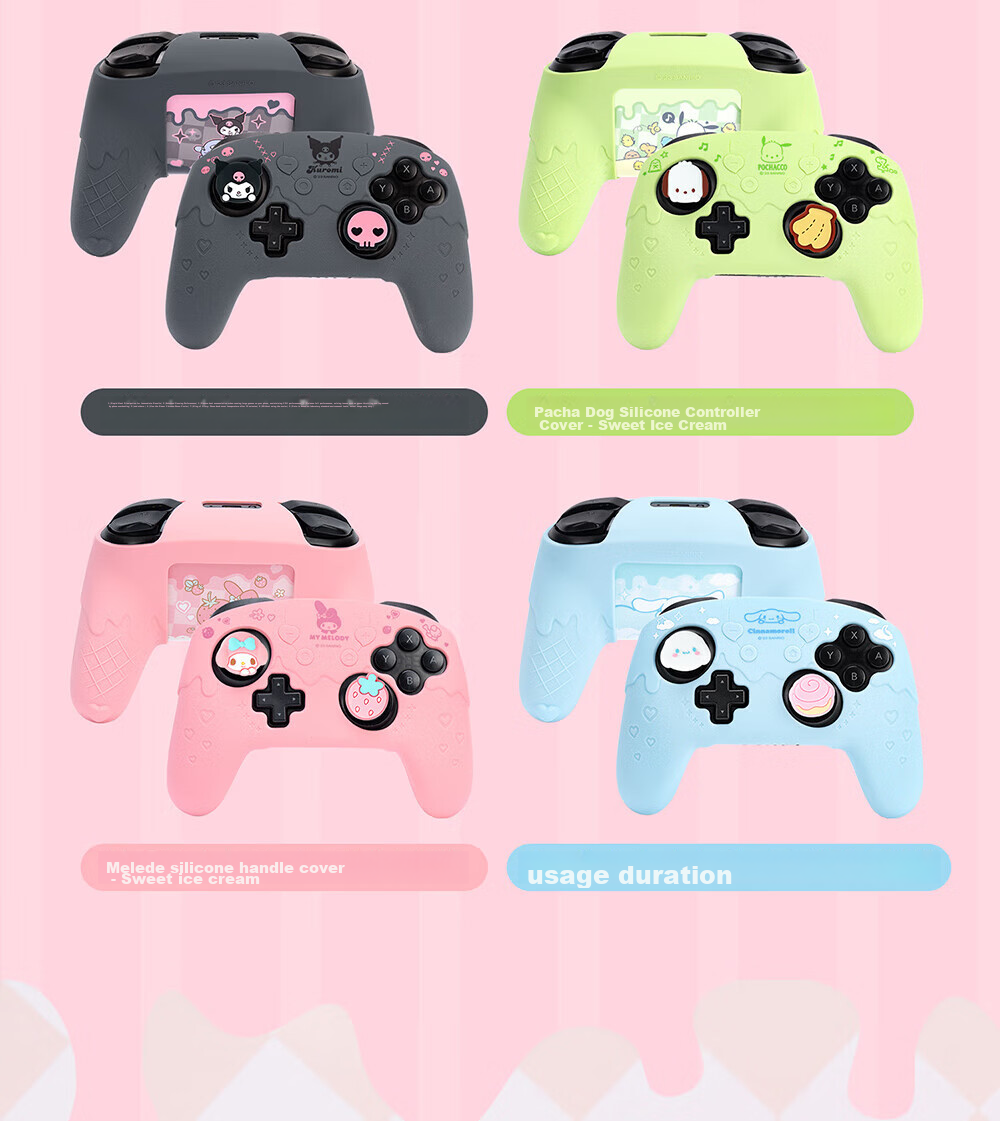 Jixiang Switch Pro Protective Case, Sanrio Kuromi Nspro Game Controller Cover, Cute Cartoon Full Coverage Soft Case, Shockproof Dustproof Protective Shell Accessory 5