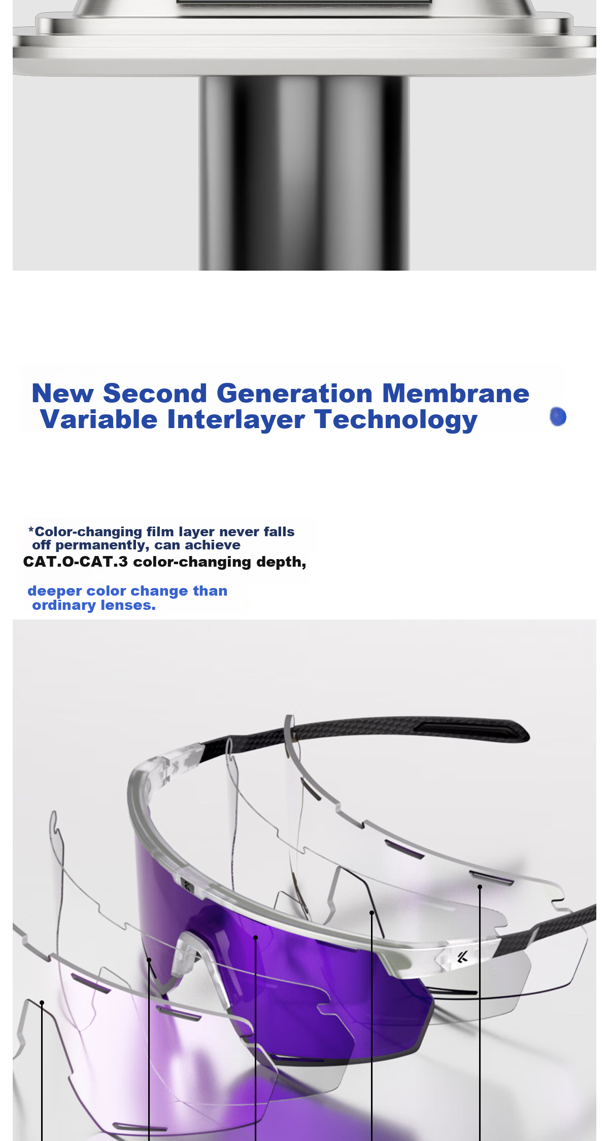 KAPVOE Hummingbird Carbon Fiber Film Photochromic Cycling Glasses, Day And Night Use, Outdoor Sports, UV Protection, Windproof, Sandproof Goggles 3
