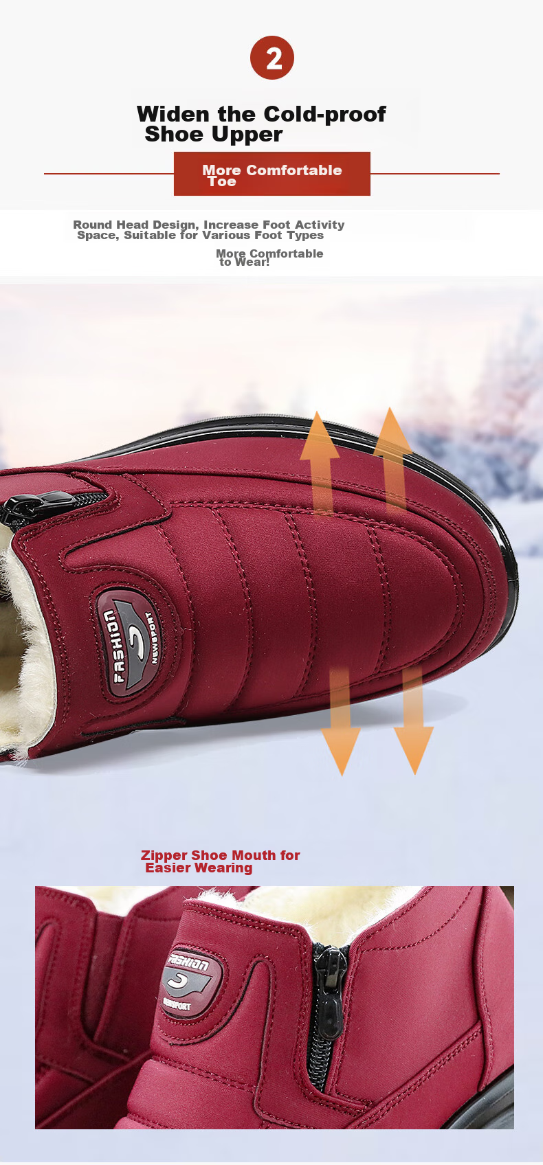 Ankang Winter Pure Wool Women's Cotton Shoes, Traditional Beijing Cloth Shoes, Warm Waterproof Boots for Elderly Mothers, 78990, Red, Size 36 8