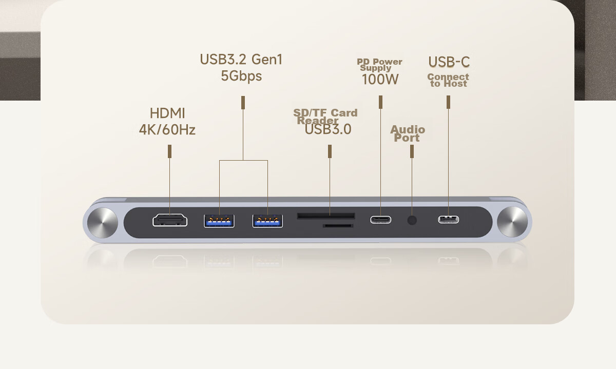 Hagibis Laptop Stand, Computer Hub Expansion, Height-Increasing Stand, Multi-Port HDMI Bracket, Cooling Suspended Stand, Adjustable Height, Foldable, Rotatable, Storage-Ready, Compatible with MacBook Accessories 15
