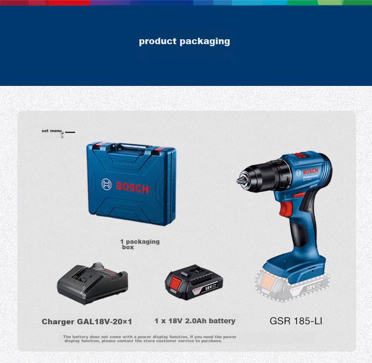 BOSCH Cordless Screwdriver Drill, Lithium Battery Handheld Drill, Screwdriver And Flat Drill, 18V GSR 185-LI, 2.0Ah Battery *1 16