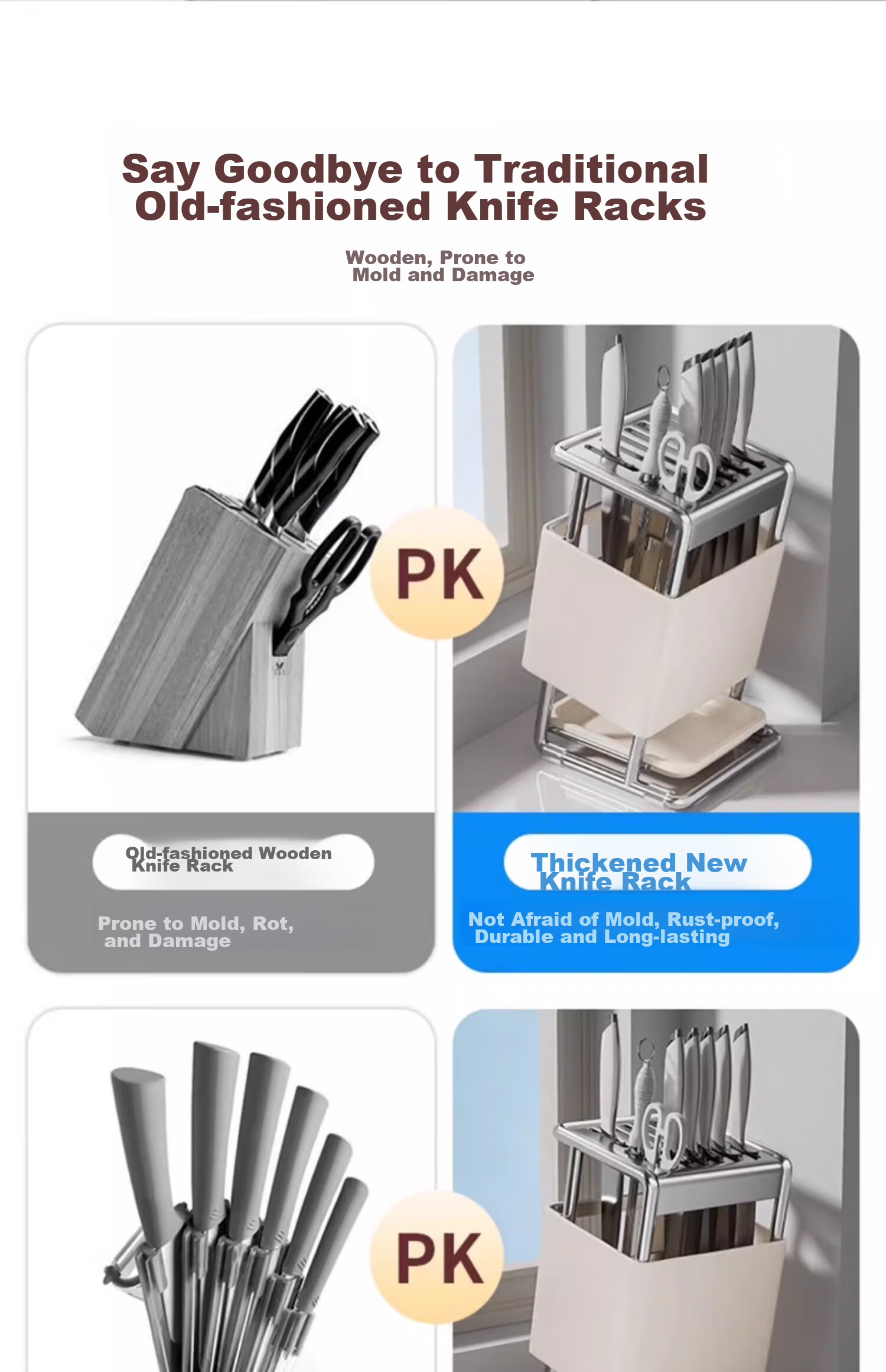 YOUQIN Knife Holder Storage Rack, 2026 New Model Kitchen Knife Organizer, Stylish Multifunctional Cutting Board Stand 13