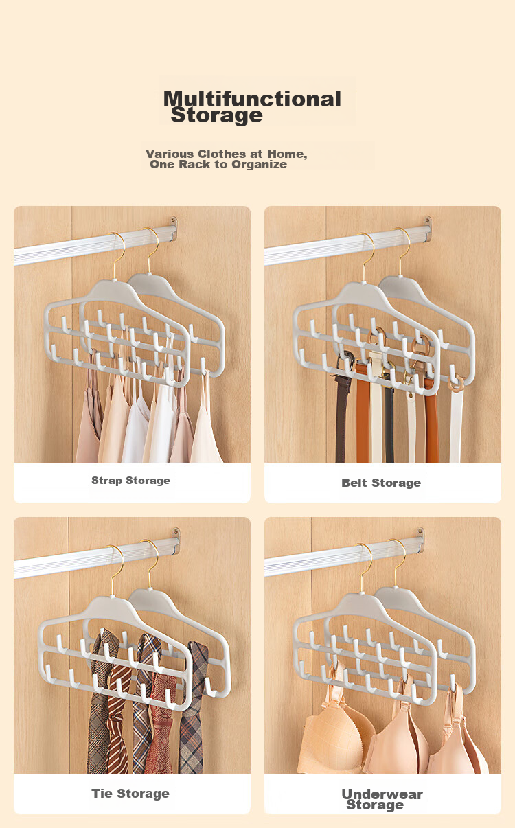 Left Corner Multifunctional Silicone Storage Hanger for Home Scarf Rack Wardrobe Pants and Hat Rack Gray 2 Pieces 5