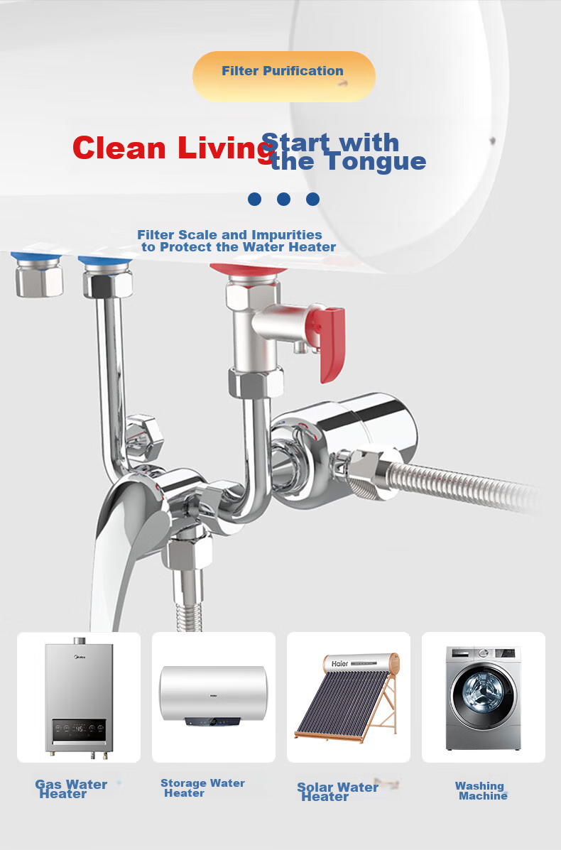 Lelandi Universal Water Heater Filter, No-Change Cartridge Washing Machine Pre-Filter, Tap Water Filter, Shower Head Faucet Chrome-Plated Filter L8100 6