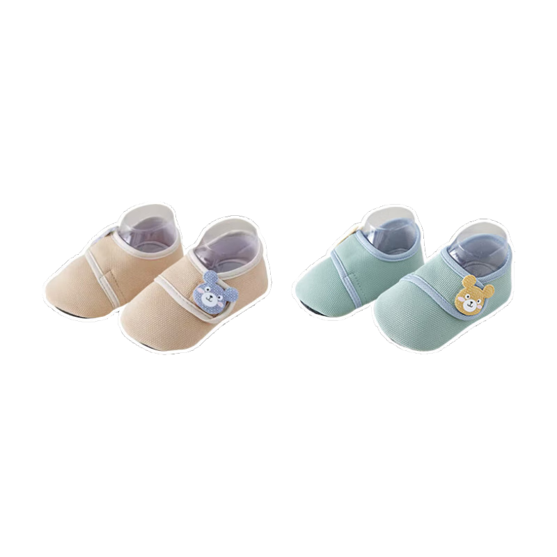 Aibaoshi Baby Floor Socks, Spring And Autumn Infant Walking Socks, Glued Insulation Pre-Walking Shoes, Children's Socks, Bear Pattern, 2 Pairs, Size L, 2221