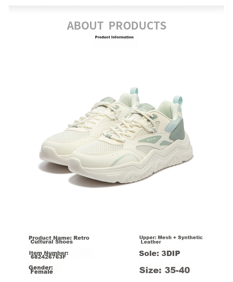 361° Women's Sports Shoes, Spring And Summer Mesh Thick-Soled Heightening Casual Commuter Dad Running Shoes for Women, 682426763F-1 69