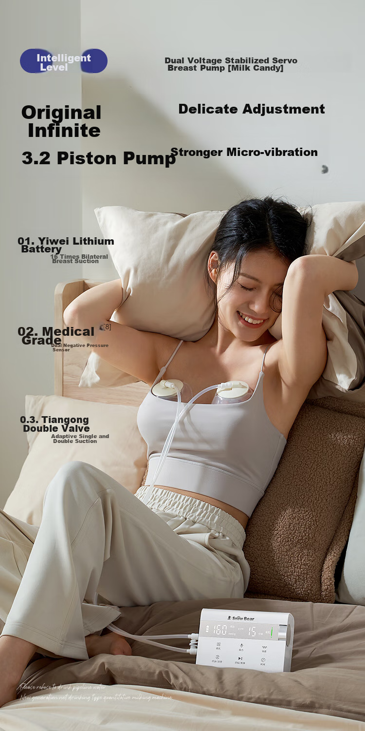 SnowBear Electric Breast Pump with Stepless Adjustment, Fully Automatic, Portable, Bimodal Milk Extractor, High Suction Power 3061 2