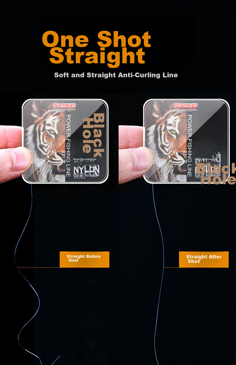 Qianshou New Black Pit Fishing Line, Nylon Line, Leader Line, Main Line, Imported from Japan, Original Silk, Ultra-High Tensile Strength, Non-Curling 9